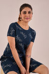 Sweet Moon Knit Cotton Mid Length Nightdress - Prussian Blue — thumbnail 5